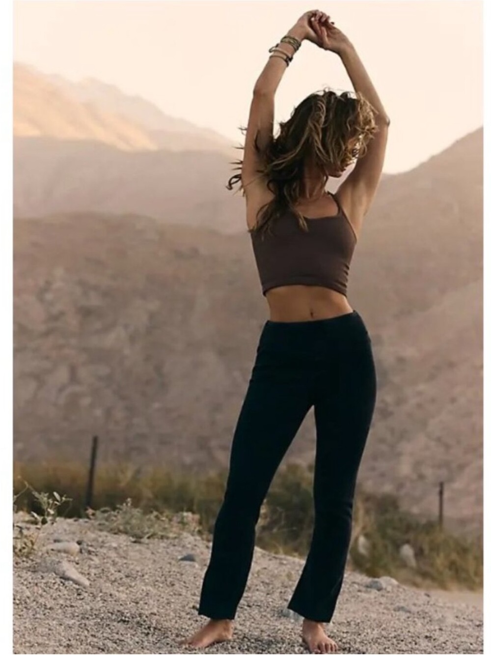 FP MOVEMENT Right on Ribbed Crop Ruffle Hem Flare Legging